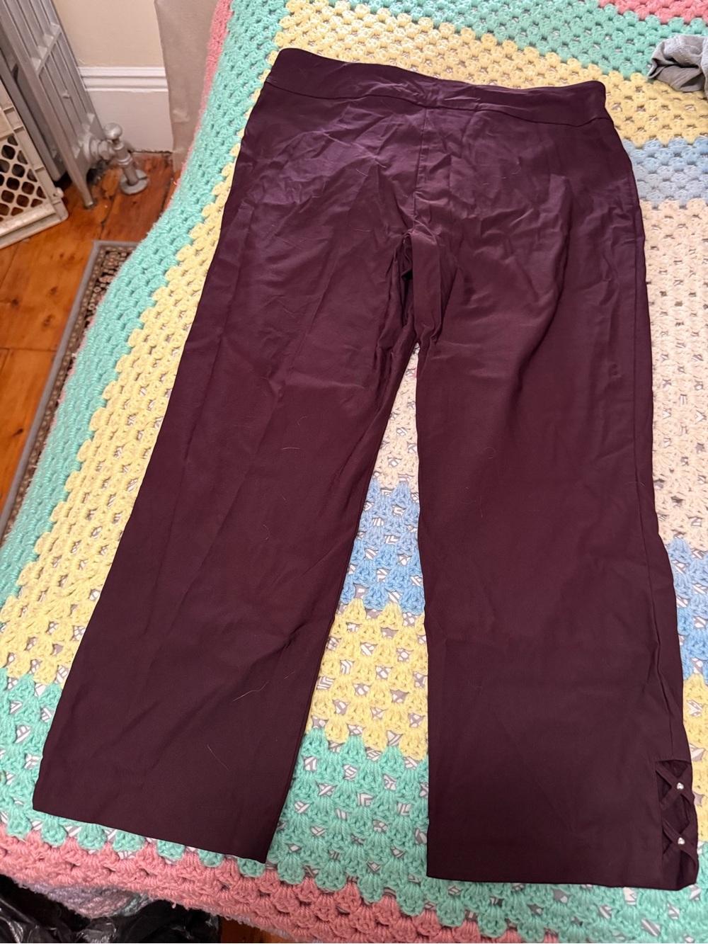 Counterparts Plum pull on trousers Gromit weave ankle detail